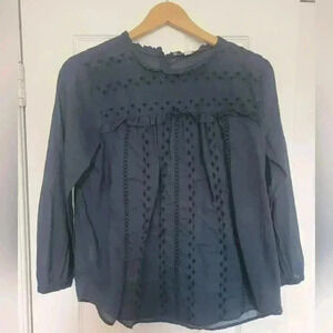 EUC Size Small Loft Embroidered Blue Blouse
